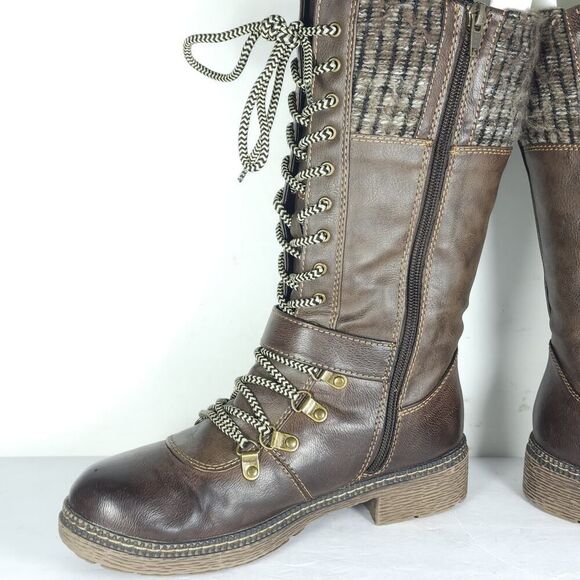 Spring Step Women's Ababi EU38 US7,5 Brown Leather Knitted lined winter Boots - Picture 6 of 15